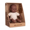 Mu�eco beb� africano con cuerpo de tela (32 cm) En caja