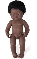 Baby Síndrome de Down africano niño con pelo (38cm)